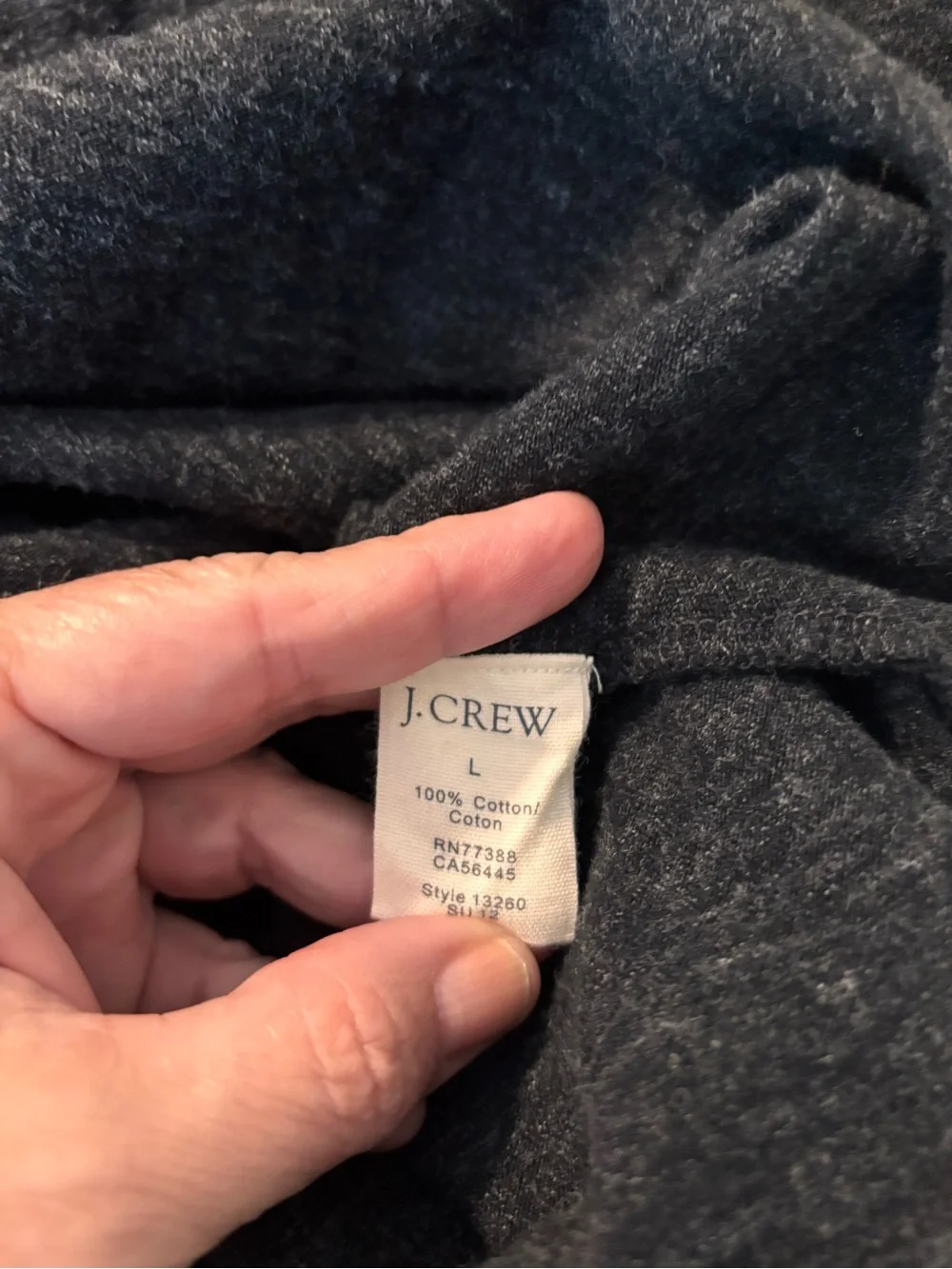 J. Crew 100% Cotton Field Knit Heather black Tshirt